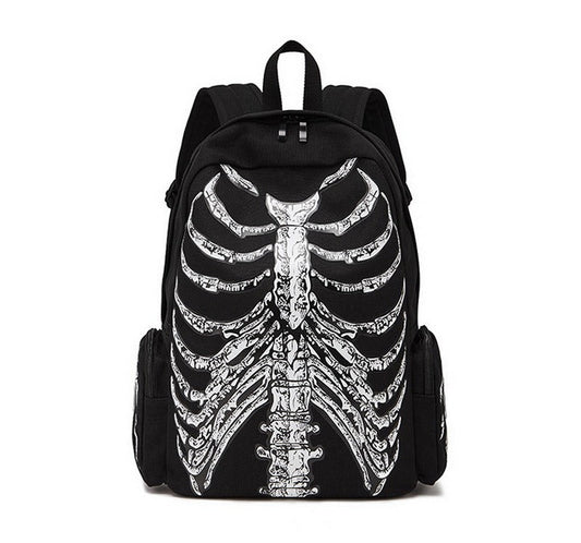 Cool Rock Style Backpack for Men and Women / Skeleton Printed Bags / Designer Backpack Travel