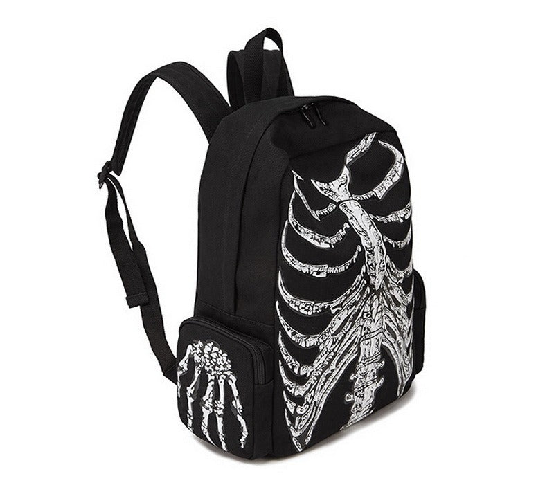 Cool Rock Style Backpack for Men and Women / Skeleton Printed Bags / Designer Backpack Travel