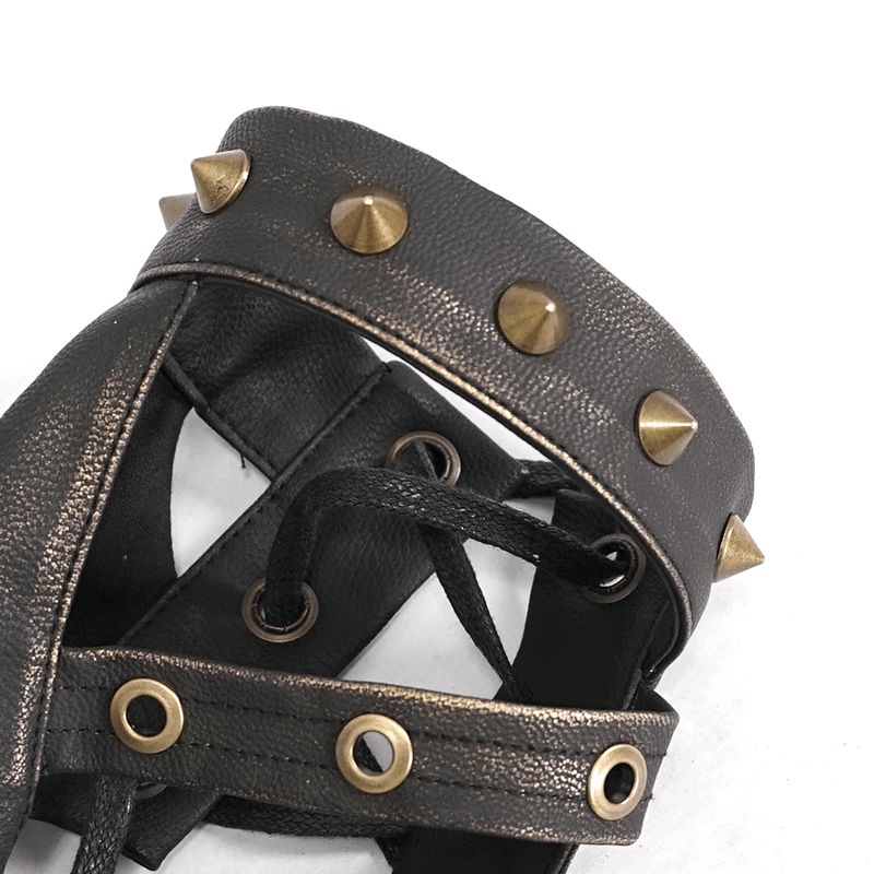 Cool Steampunk Cross Strap Long Gloves / Punk Hollow-out Fingerless Gloves for Women & Men