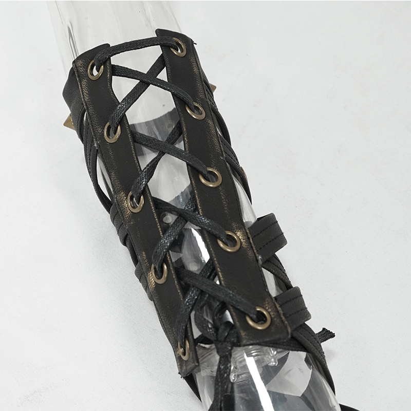 Cool Steampunk Cross Strap Long Gloves / Punk Hollow-out Fingerless Gloves for Women & Men