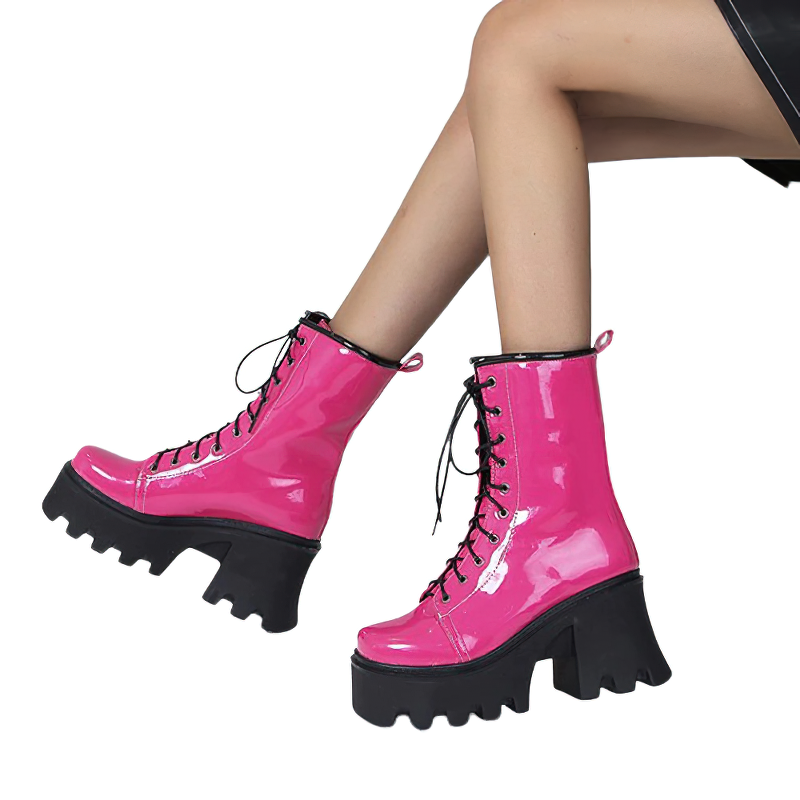 Cool Street Gothic Boots Of Lace Up For Women / Casual Footwear Of Platform And Thick Heel
