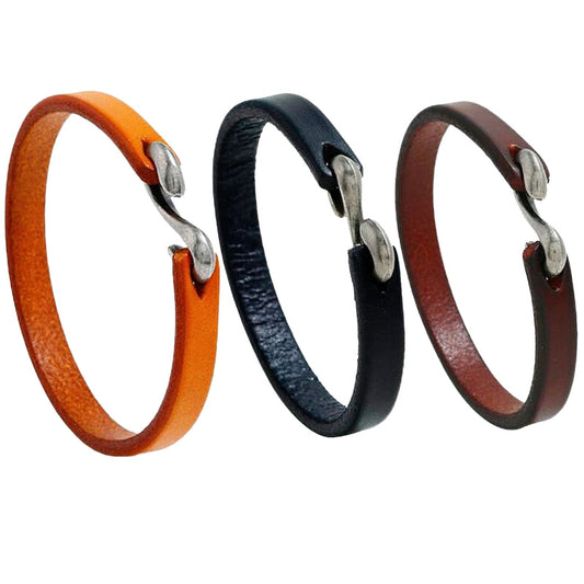 Cool Unisex Genuine Leather Narrow Bracelets / Cuff Bangle in Rock Style