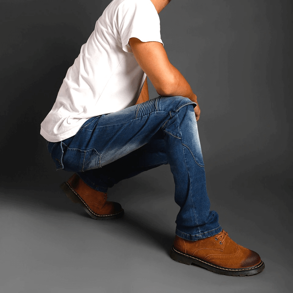 Cool Vintage Motorcycle Protective Pants / Rock Style Men's Jeans / Biker Clothing For Men