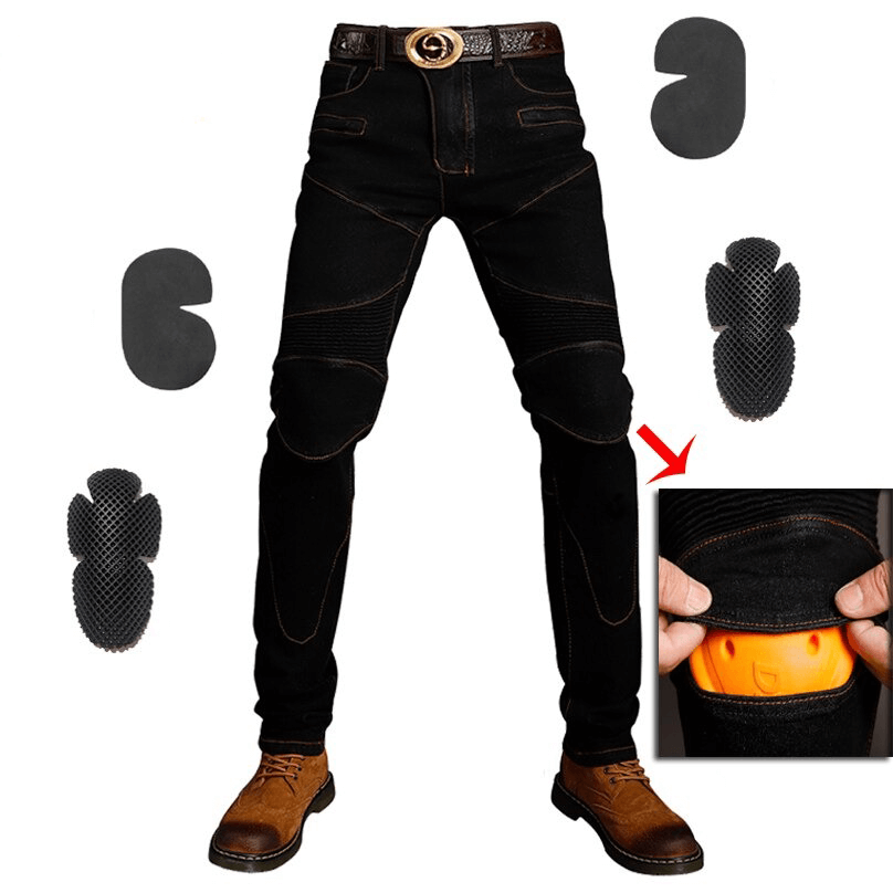 Cool Vintage Motorcycle Protective Pants / Rock Style Men's Jeans / Biker Clothing For Men