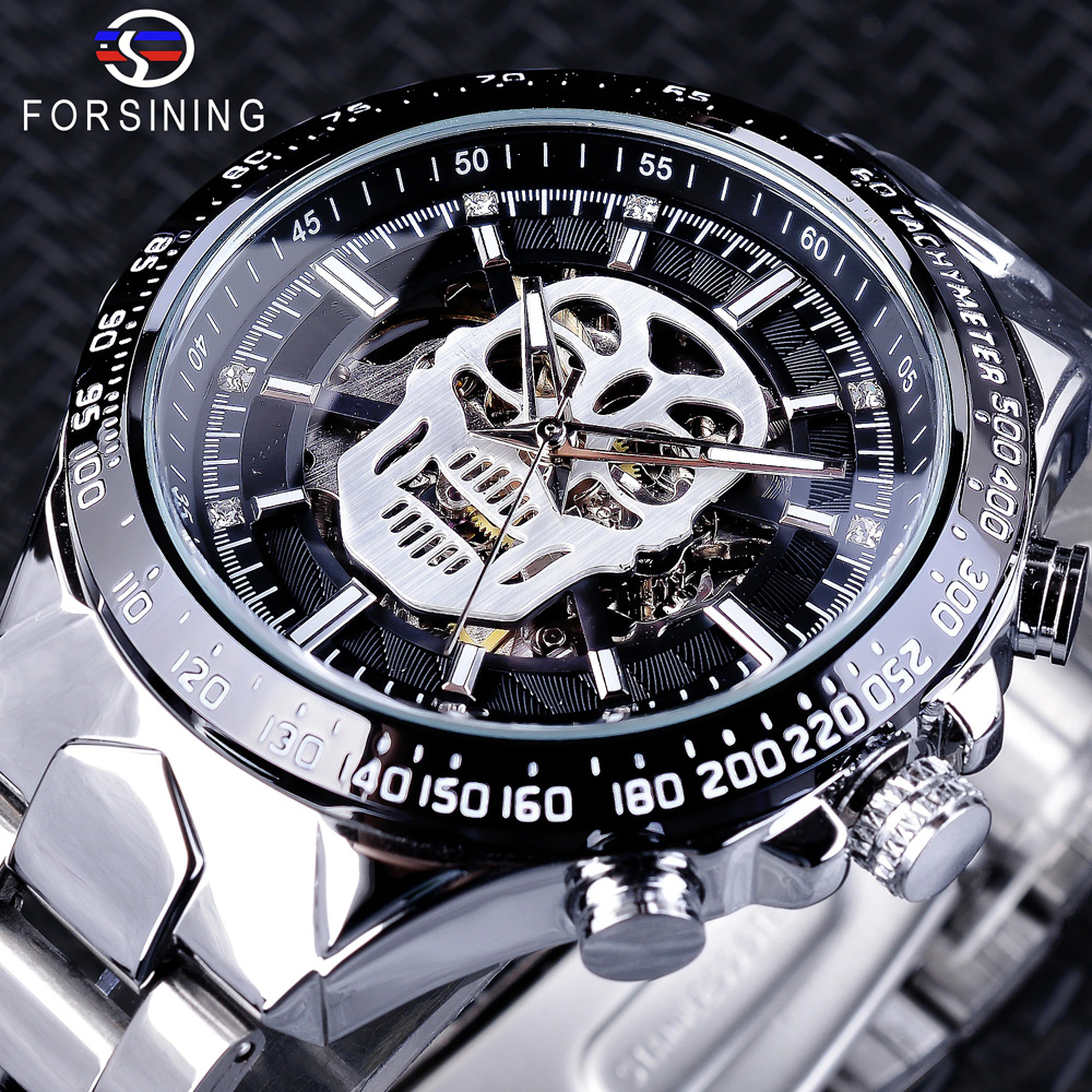 Cool Watch with Luminous Hands / Unisex Gothic Watch / Mechanical Watch with Skull