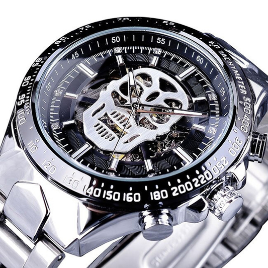 Cool Watch with Luminous Hands / Unisex Gothic Watch / Mechanical Watch with Skull