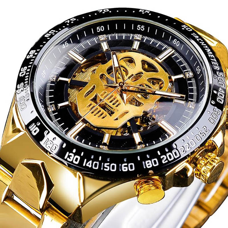 Cool Watch with Luminous Hands / Unisex Gothic Watch / Mechanical Watch with Skull