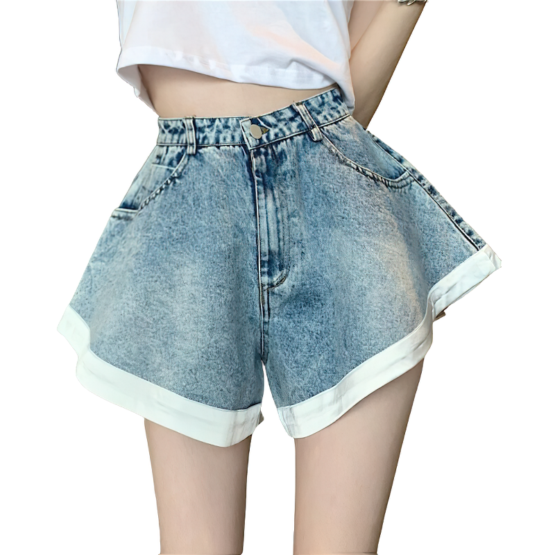 Cool Women's Denim Mini Shorts / Fashion High Waist Ruffle Shorts