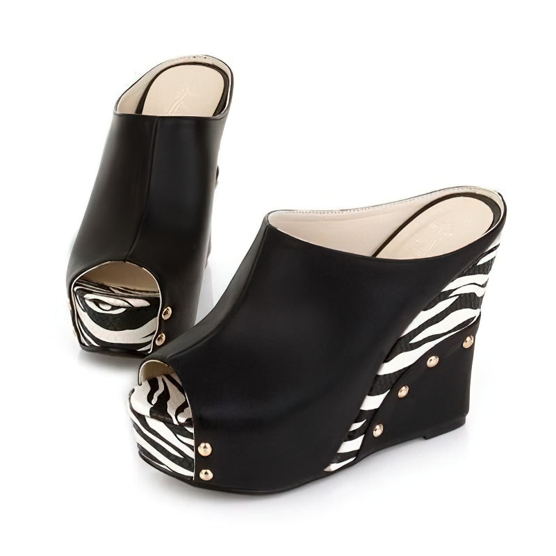 Cool Women's High Heel Sandals / Sexy Wedges Summer PU Leather Shoes for Lady