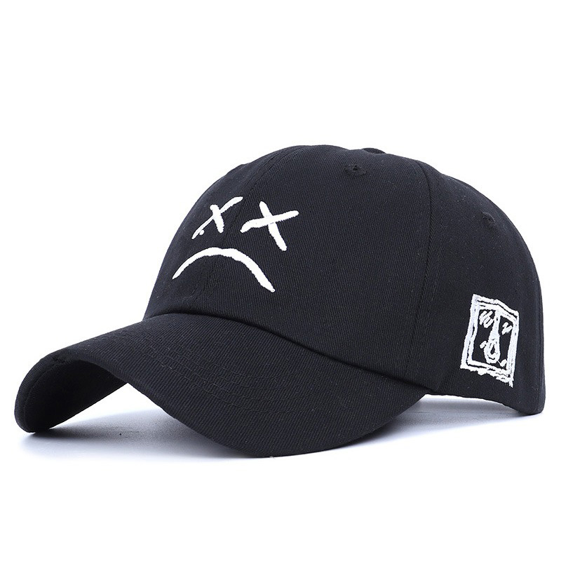 Cotton Baseball Cap for Men and Women / Rock Hat with Print Crying Face