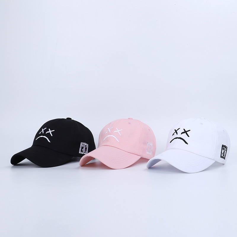 Cotton Baseball Cap for Men and Women / Rock Hat with Print Crying Face