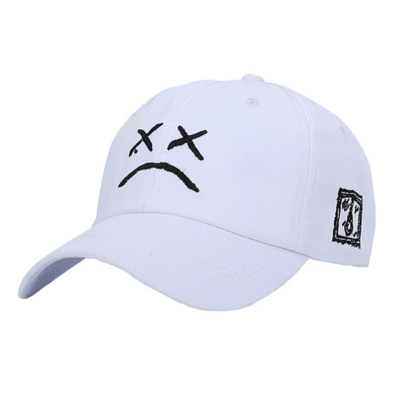Cotton Baseball Cap for Men and Women / Rock Hat with Print Crying Face