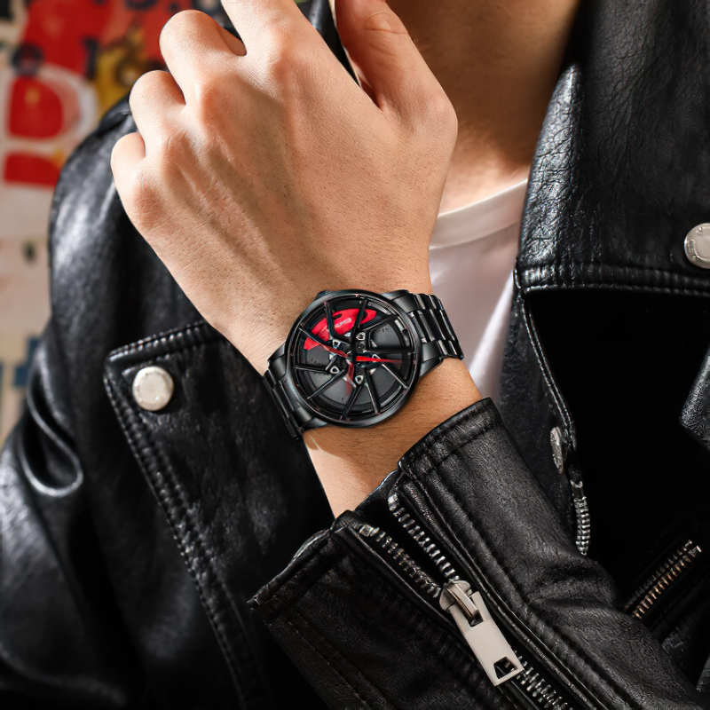 Creative Waterproof 3D Watch For Men / Male Sports Wristwatch Of Wheel Design