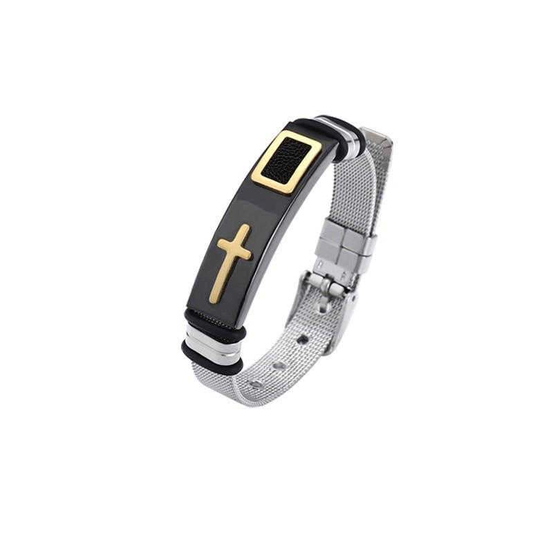 Cross Stainless Steel Bracelets in Punk Style / Motorcycle Biker Jewelry