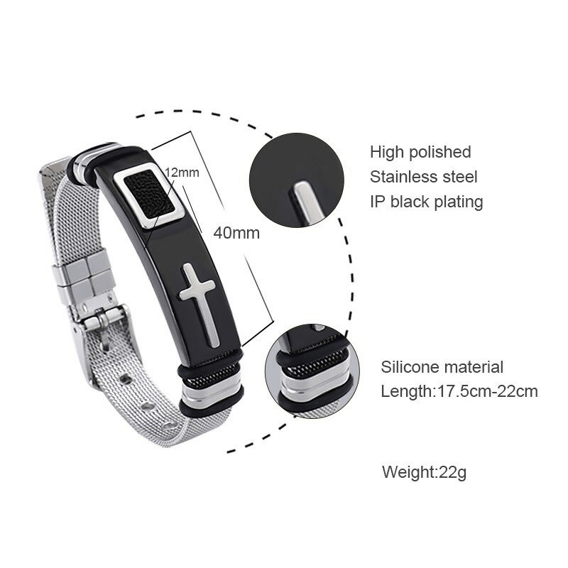 Cross Stainless Steel Bracelets in Punk Style / Motorcycle Biker Jewelry