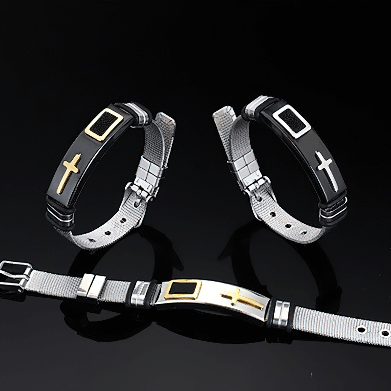 Cross Stainless Steel Bracelets in Punk Style / Motorcycle Biker Jewelry