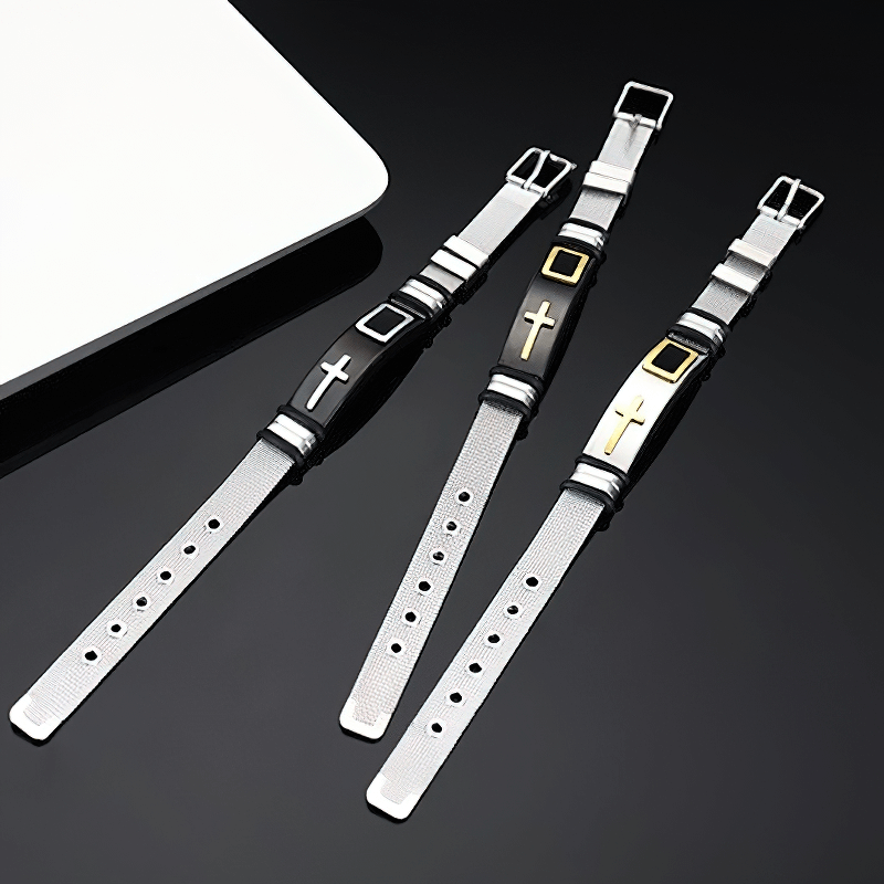 Cross Stainless Steel Bracelets in Punk Style / Motorcycle Biker Jewelry