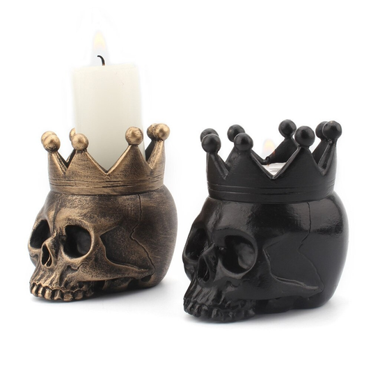 Crown Skull Candle Holder / Decorative Stand with Skeleton / Home Decoration Sculpture