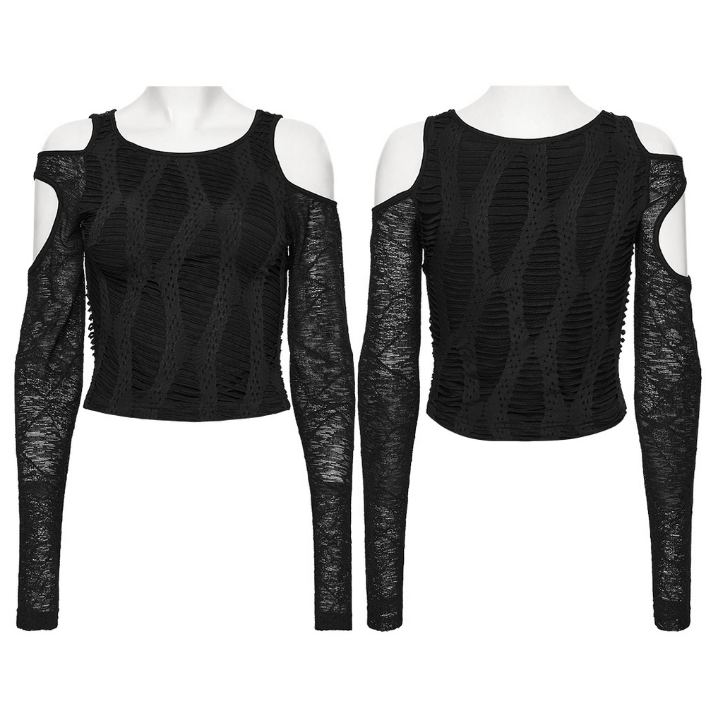 Cut Out Knit Top with Hollow Sleeved Design for Women