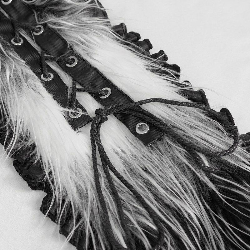 Cute Gray Animal Ear Flap Hat with Paws Gloves / Warm Faux Fur Hood with Rivets