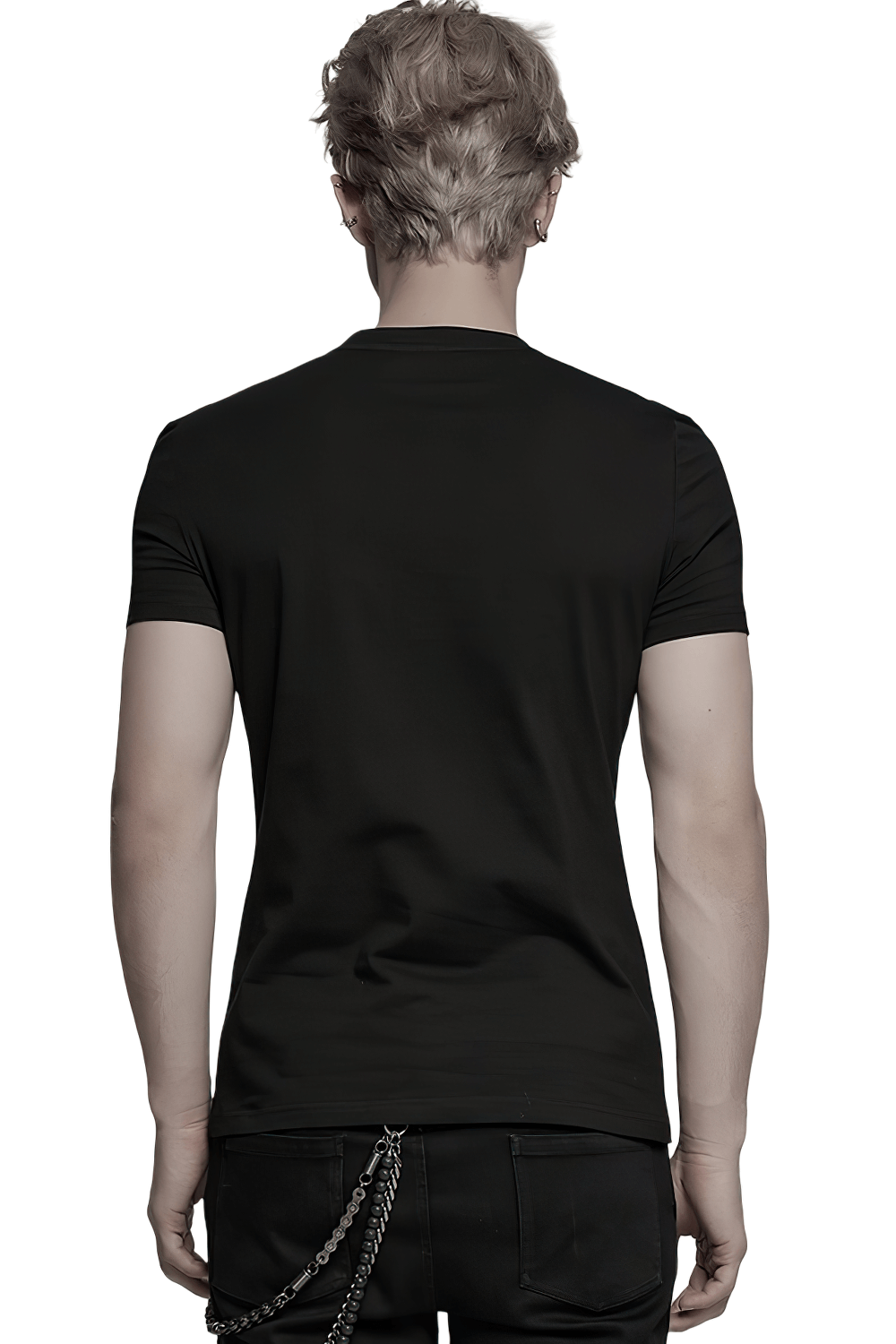 Cyberpunk 3D Rubber Patch T-shirt with V-shaped Shoulders