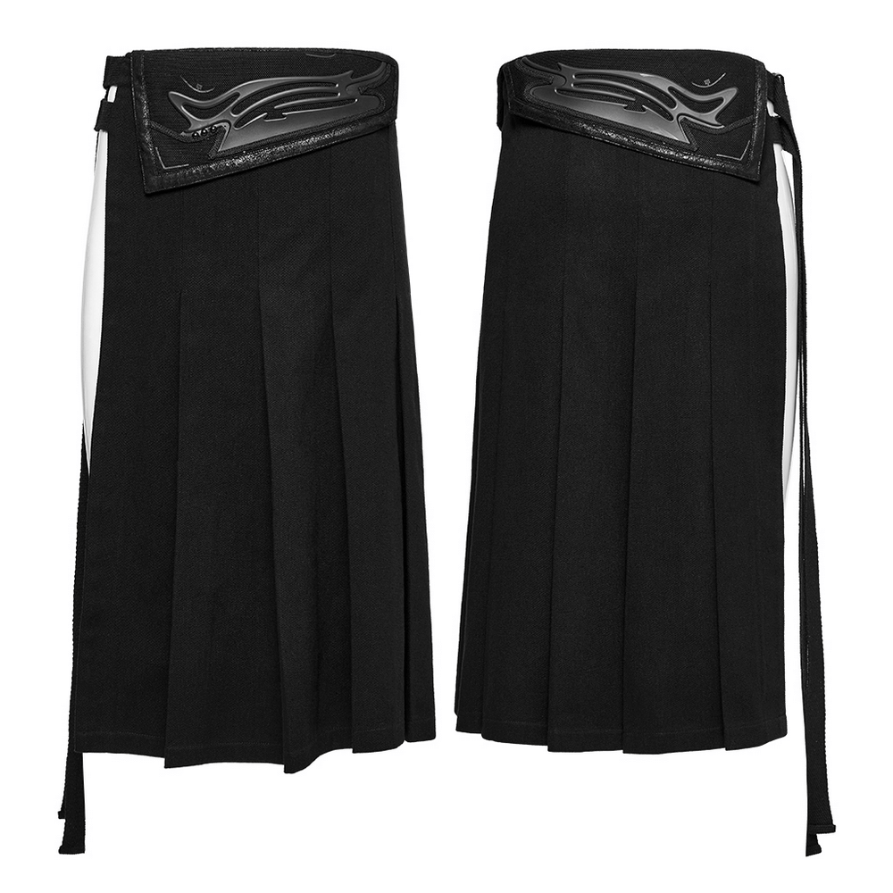 Cyberpunk Black Men's Pleated Half Skirt with Buckles