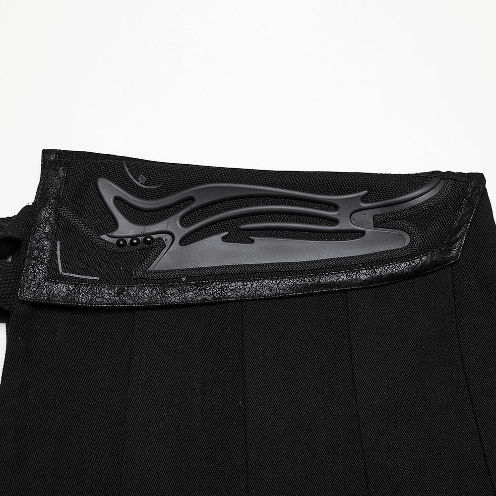 Cyberpunk Black Men's Pleated Half Skirt with Buckles