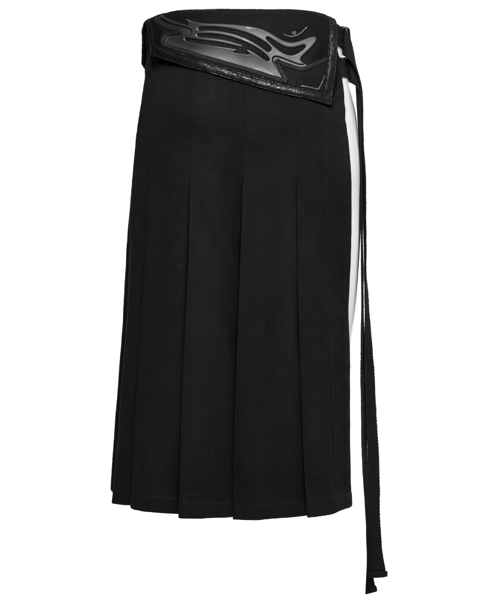 Cyberpunk Black Men's Pleated Half Skirt with Buckles