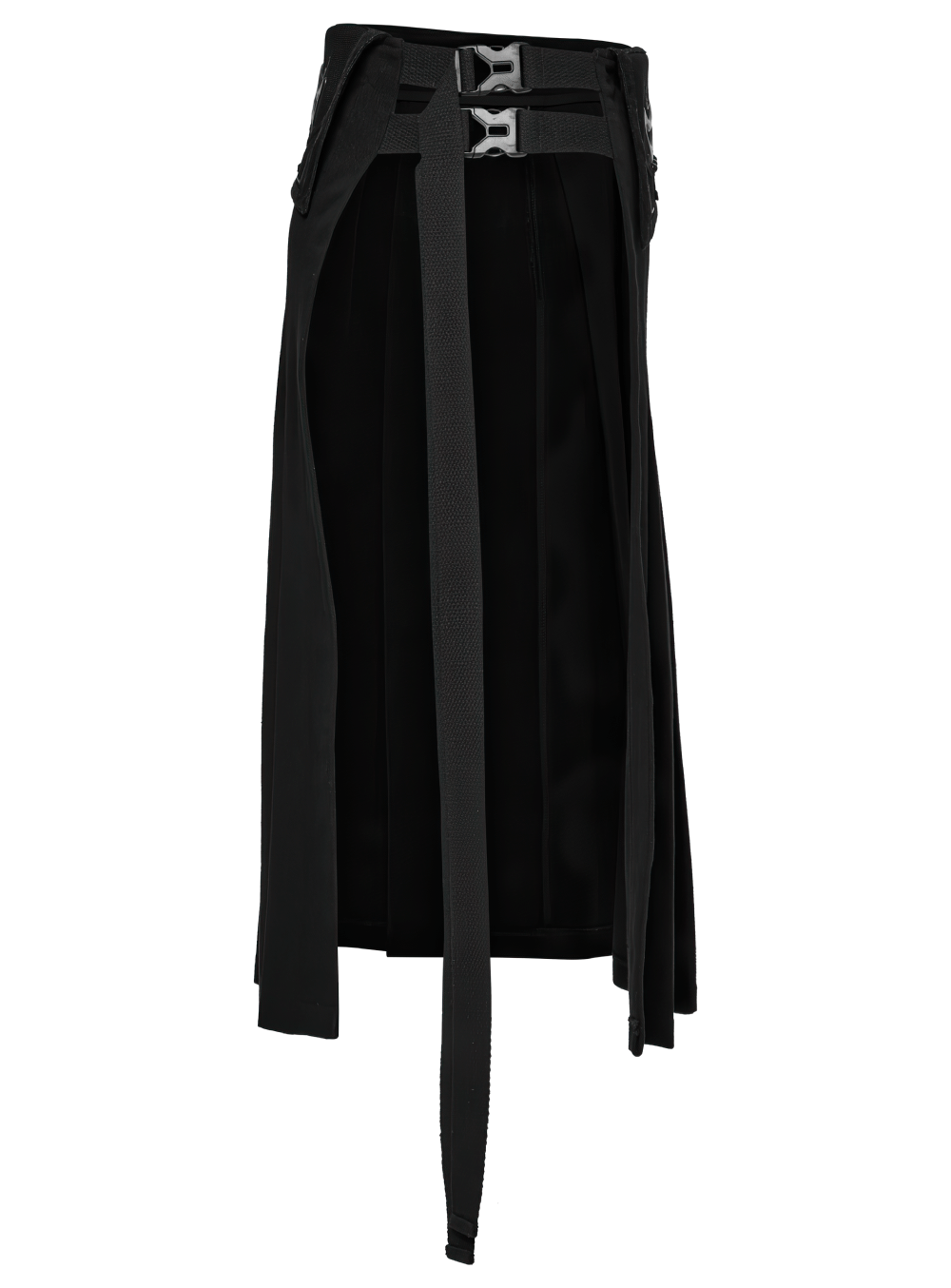 Cyberpunk Black Men's Pleated Half Skirt with Buckles