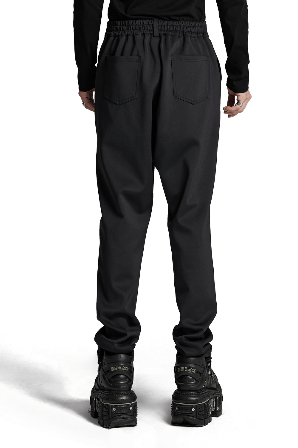 Cyberpunk Knitted Pants with Rivets and 3D Pocket Details