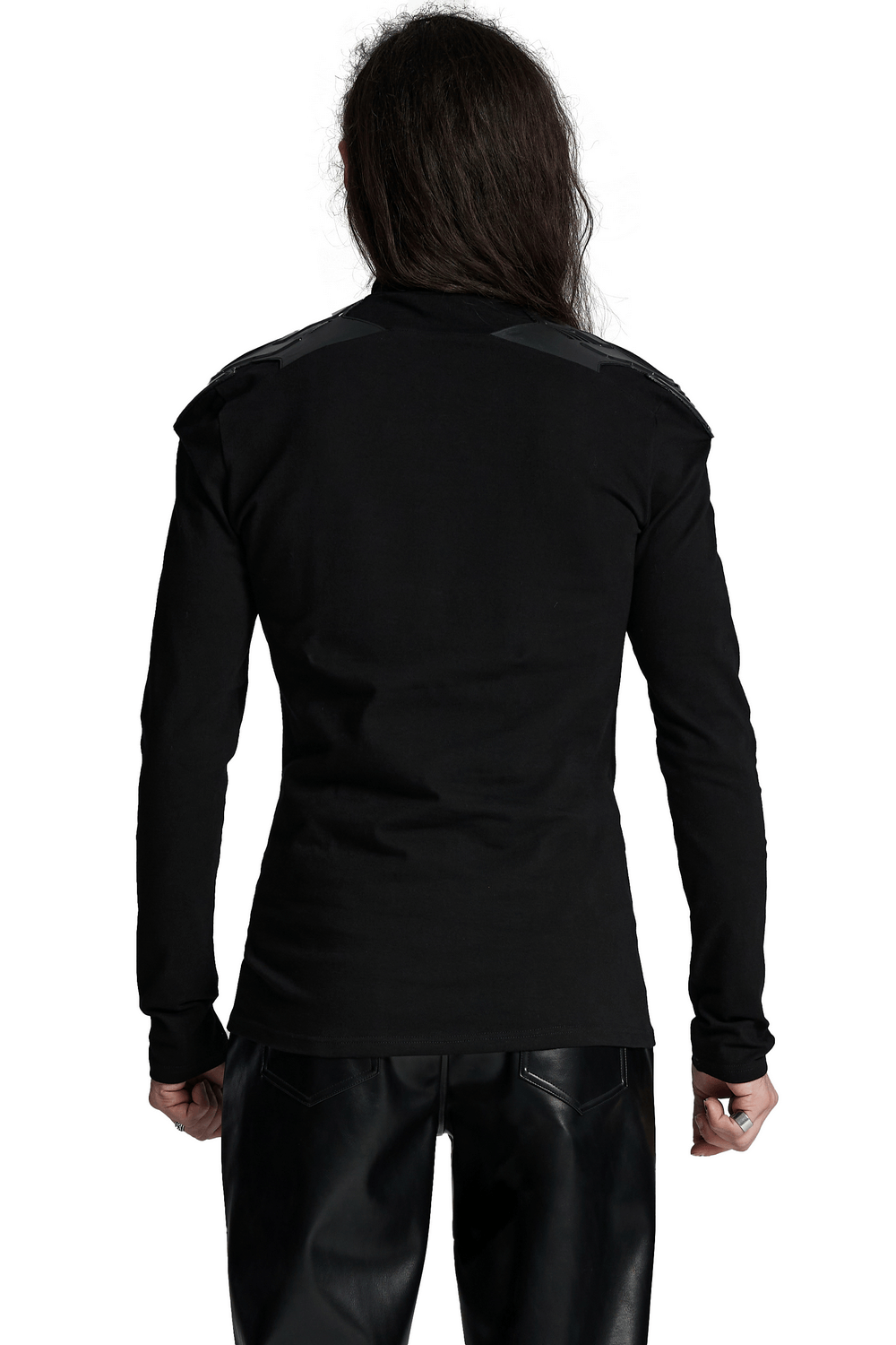 Cyberpunk Male Top with Shoulder Patches and Zipper