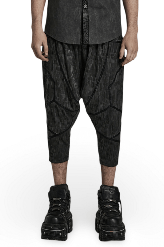 Cyberpunk Men's Snake Texture Cropped Trousers