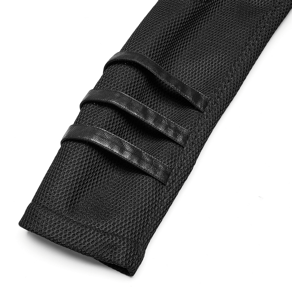 Cyberpunk Mesh and Twill Woven Coat with Decorative Straps