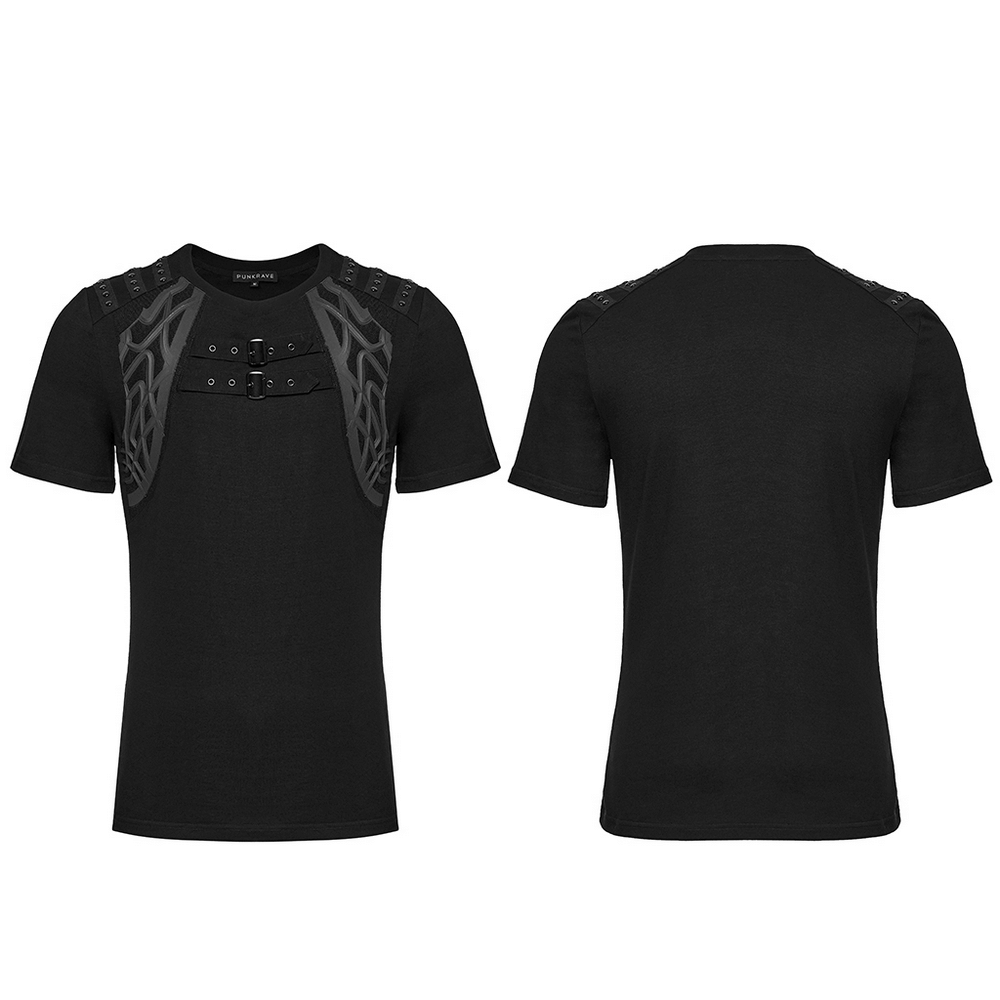 Cyberpunk Studded Shoulder Strap T-shirt for Men
