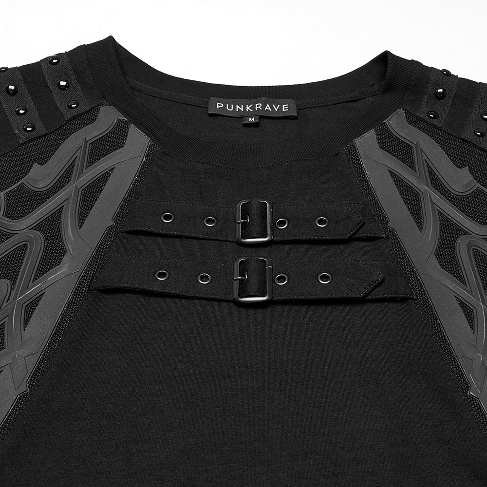 Cyberpunk Studded Shoulder Strap T-shirt for Men