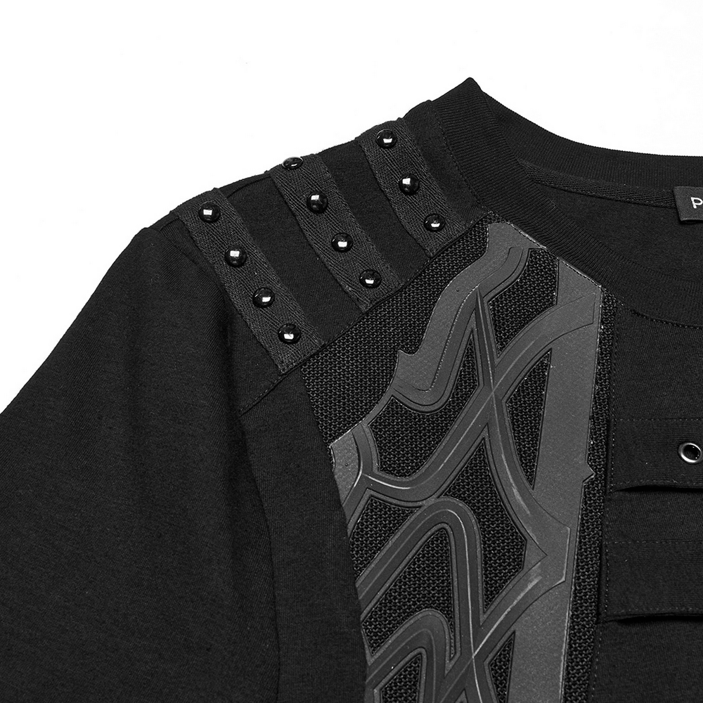 Cyberpunk Studded Shoulder Strap T-shirt for Men