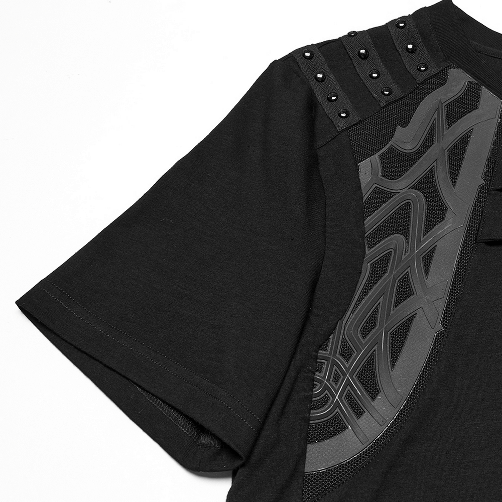 Cyberpunk Studded Shoulder Strap T-shirt for Men