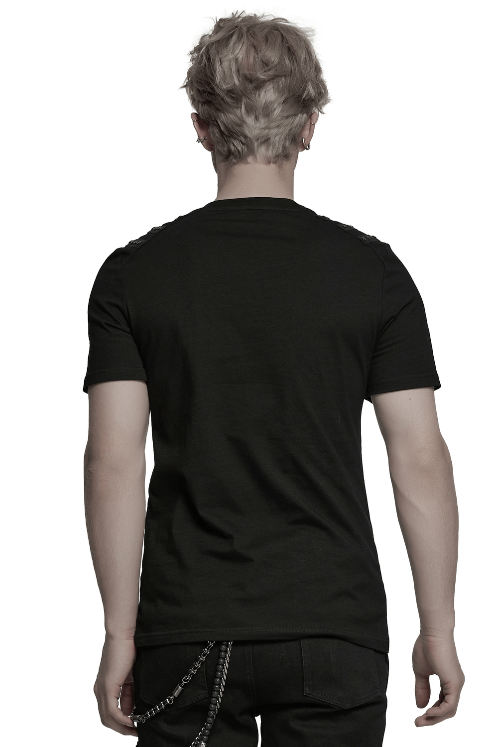 Cyberpunk Studded Shoulder Strap T-shirt for Men