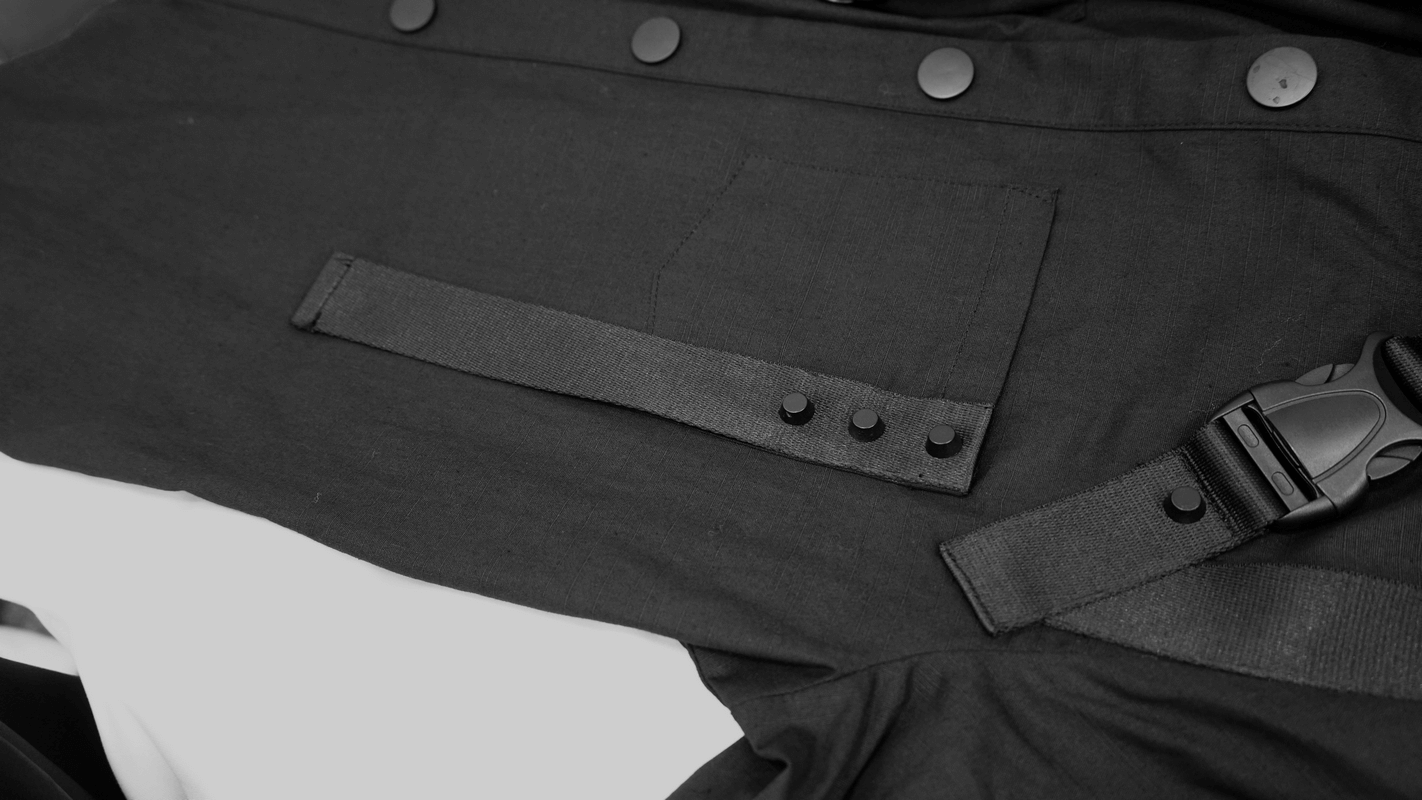 Cyberpunk Style Mens Long Sleeve Shirt / Black Shirt with Straps