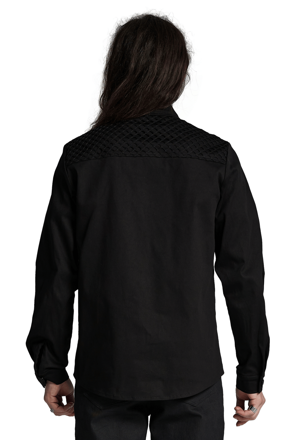 Cyberpunk Twill Shirt with Mesh Panels and 3D Pockets