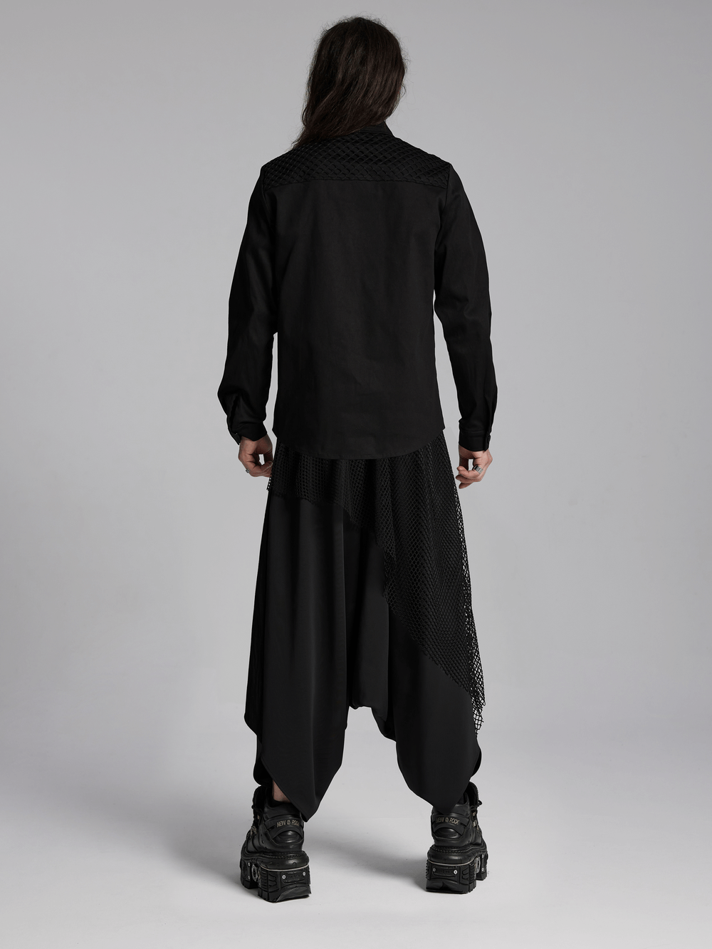 Cyberpunk Twill Shirt with Mesh Panels and 3D Pockets