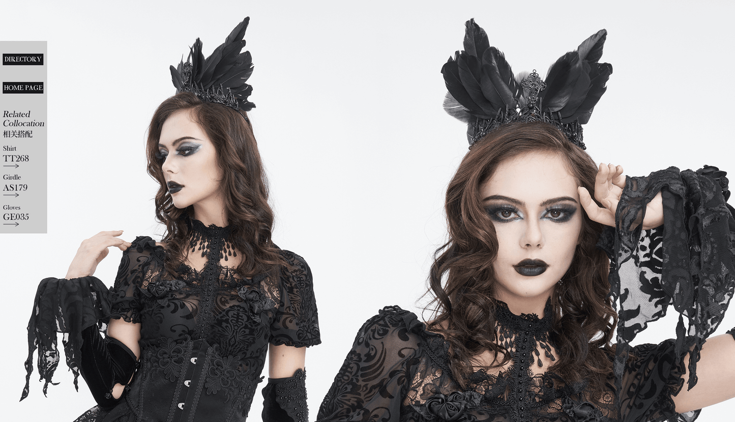 Dark Fantasy Women's Feathered Crown Accessory