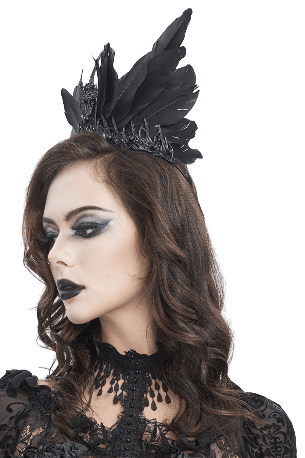 Dark Fantasy Women's Feathered Crown Accessory