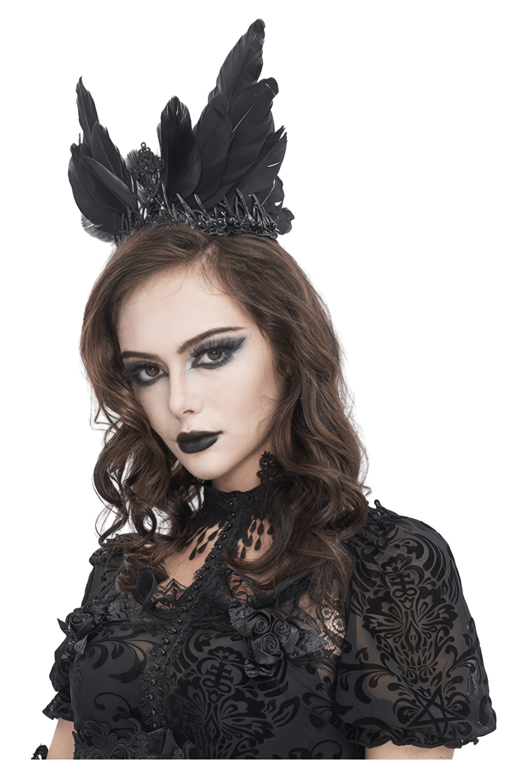 Dark Fantasy Women's Feathered Crown Accessory