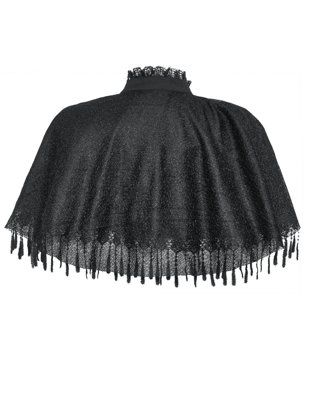 Dark Goth Fringed Cape with Lace Details for Women