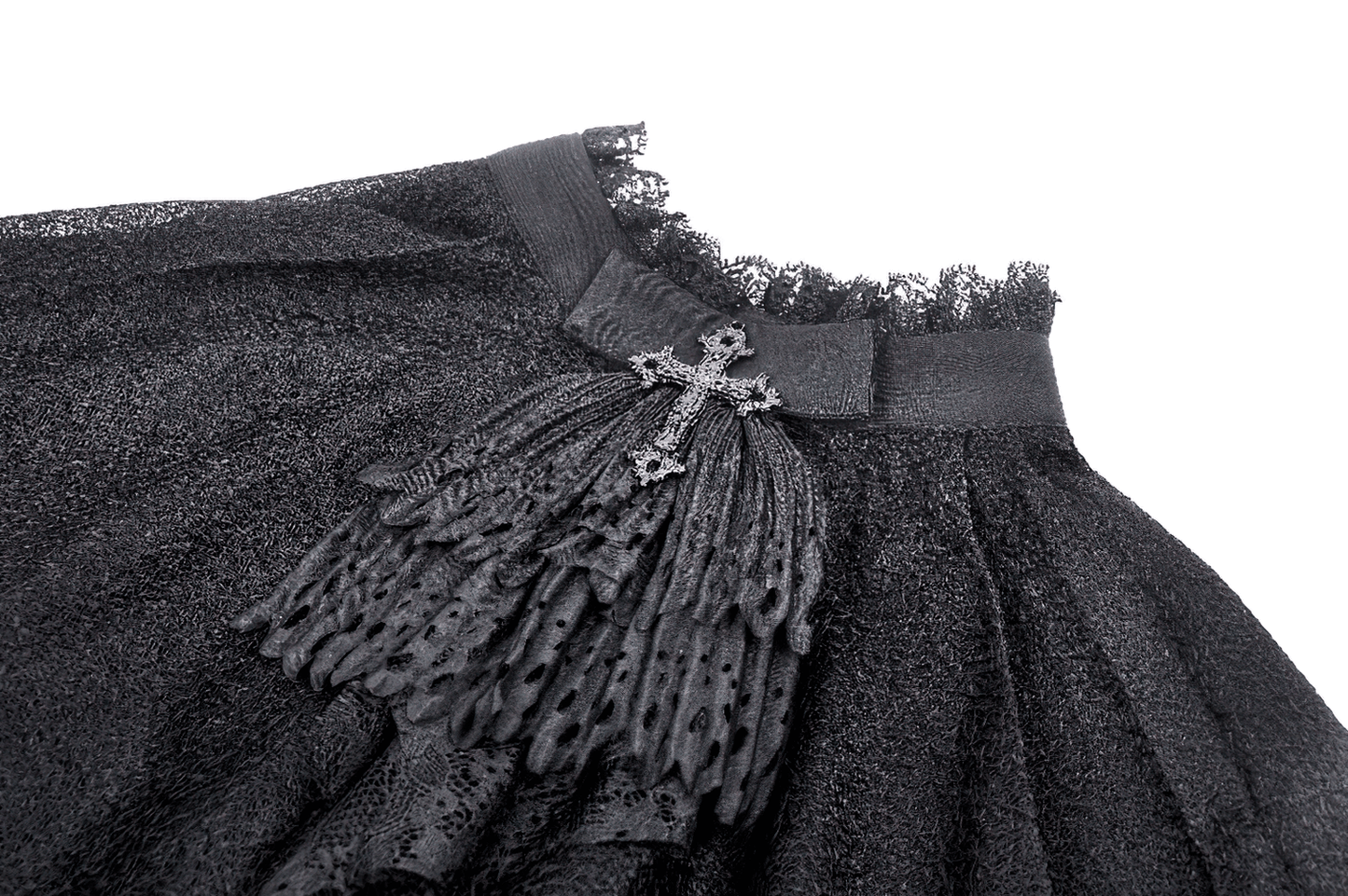 Dark Goth Fringed Cape with Lace Details for Women