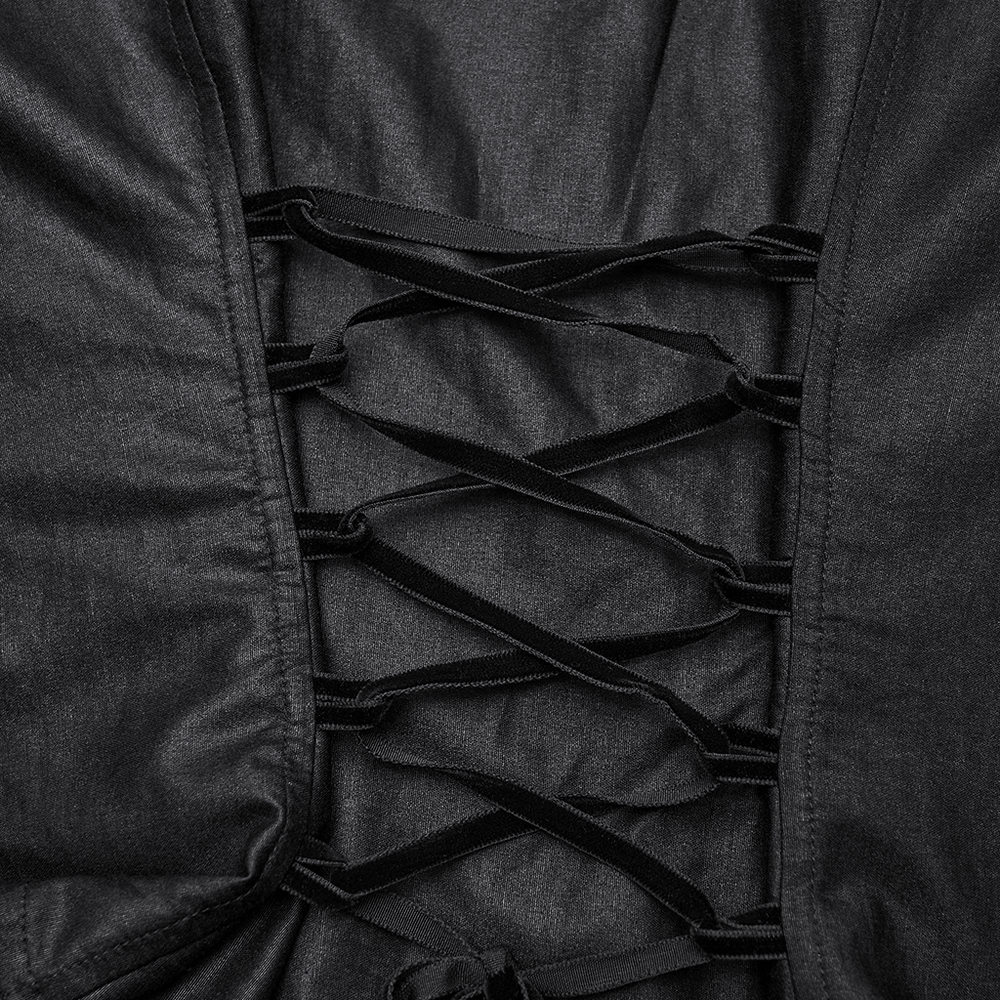 Dark Gothic Blouse with Puff Sleeves and Ruffle Details