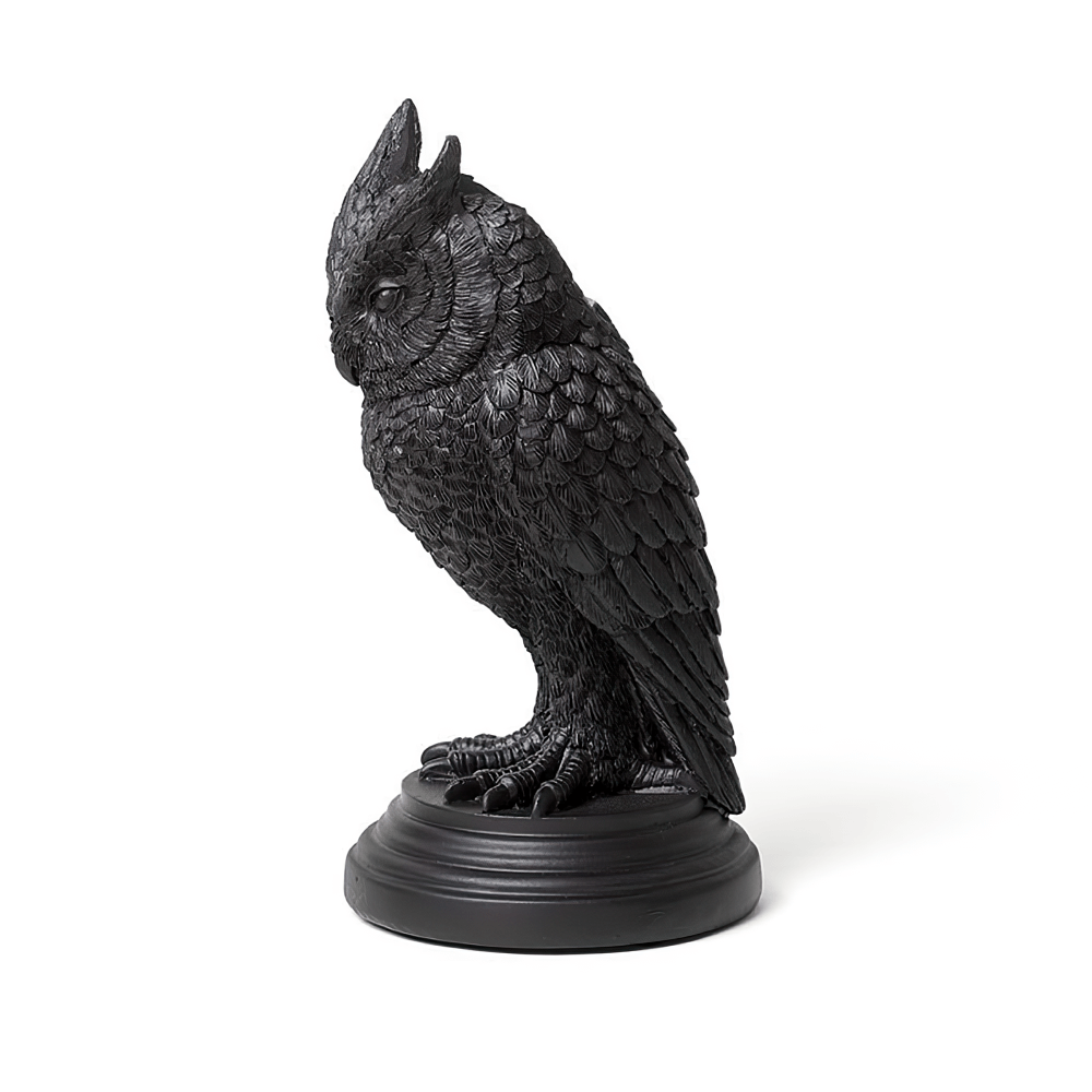 Dark Gothic Owl Candle Holder with Resin Detail