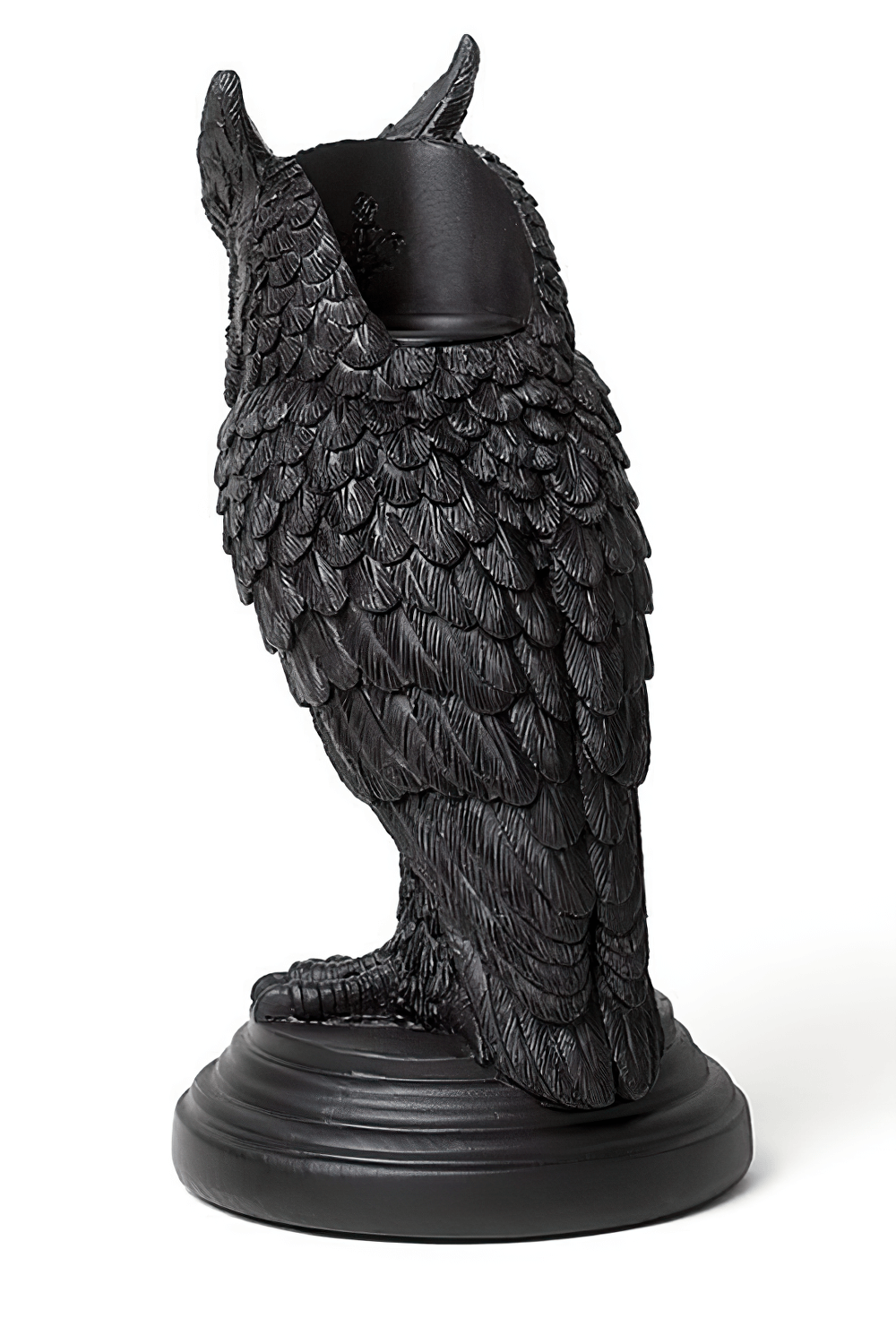 Dark Gothic Owl Candle Holder with Resin Detail