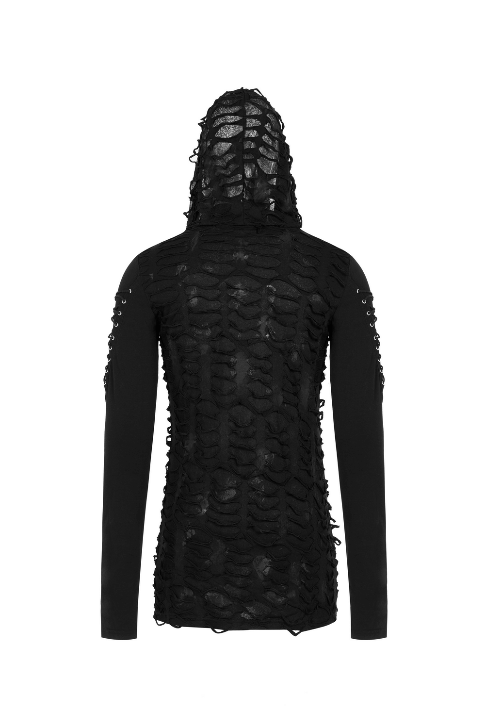 Dark Mysterious Long Sleeves Ripped Hoodie With Lace Up